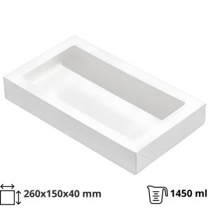 Papirnata posuda  s prozorom ECO TABOX 1450 ml 260x150x40 mm bijela 50 kom