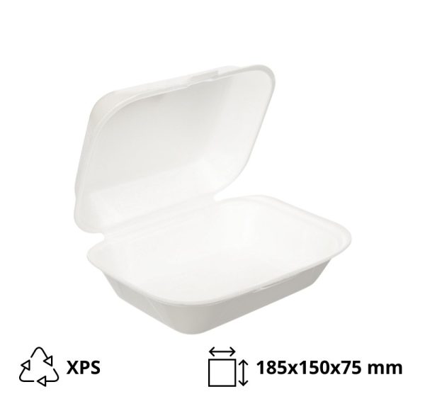 Burger ambalaža 185x150x75 mm XPS bijela 100 kom
