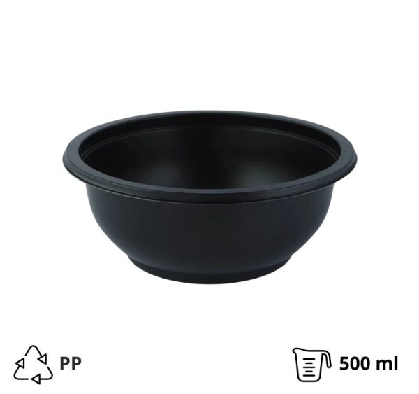 Posuda PP 500 ml d=145 mm h=60 mm crna, bez poklopca [100 kom/pak]