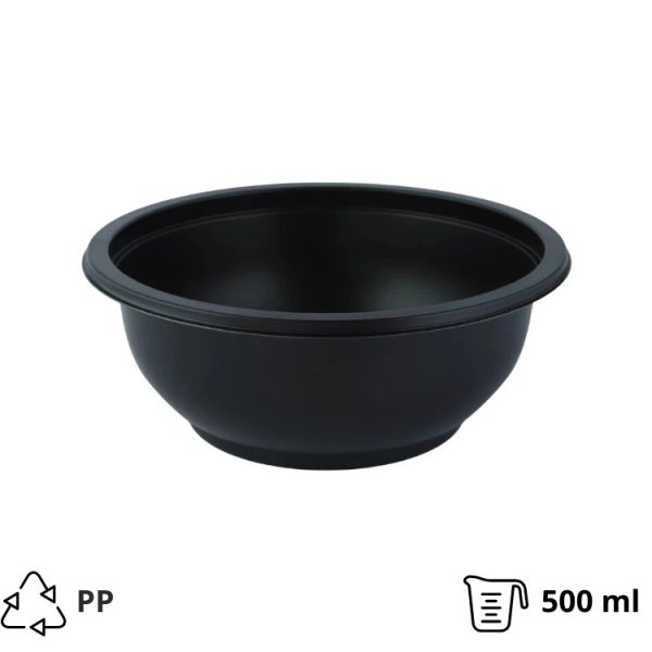 Posuda PP 500 ml d=145 mm h=60 mm crna, bez poklopca [100 kom/pak]