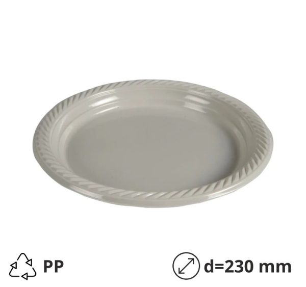 Tanjur PP d=230 mm svijetlo siva 25 kom