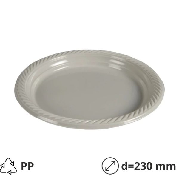 Tanjur PP d=230 mm svijetlo siva 25 kom
