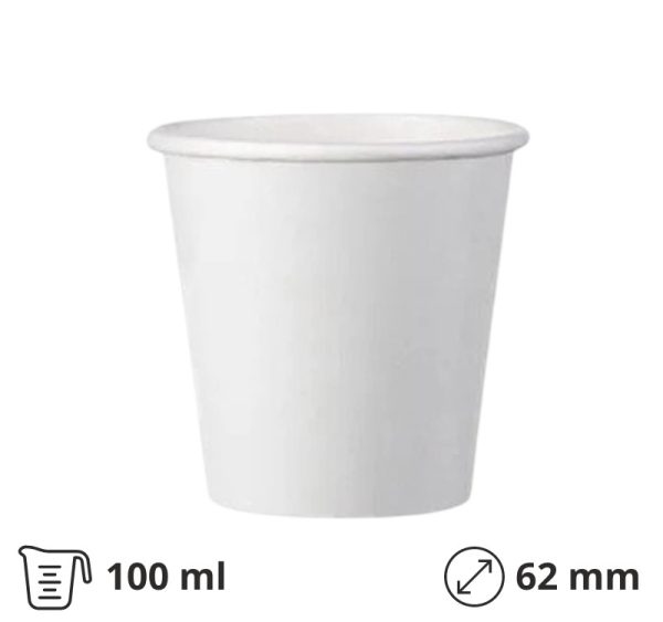 Čaša papirnata 100 (120) ml d=62 mm 1-slojna bijela SUP, 50 kom