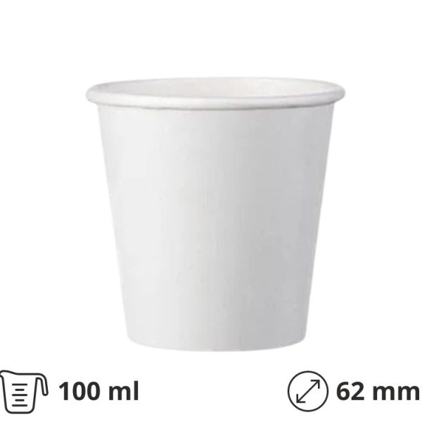 Čaša papirnata 100 (120) ml d=62 mm 1-slojna bijela SUP, 50 kom