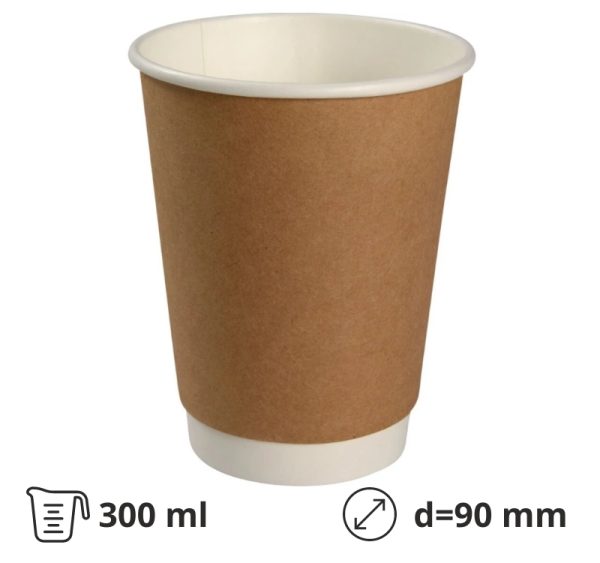 Čaša papirnata 300 (380) ml d=90 mm 2-slojna kraft SUP 25 kom