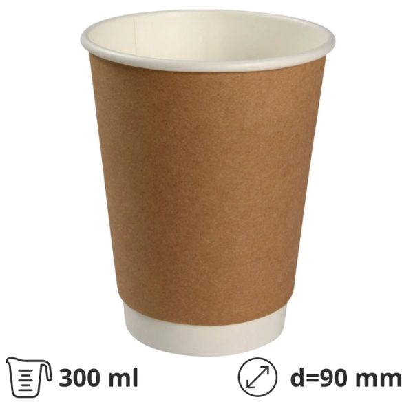 Čaša papirnata 300 (380) ml d=90 mm 2-slojna kraft SUP 25 kom