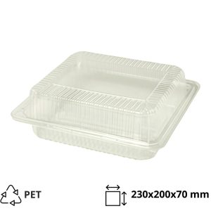 Posuda s poklopcem PET 230x200x70 mm prozirna [300 kom/pak]