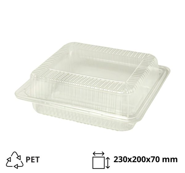 Posuda s poklopcem PET 230x200x70 mm prozirna [300 kom/pak]