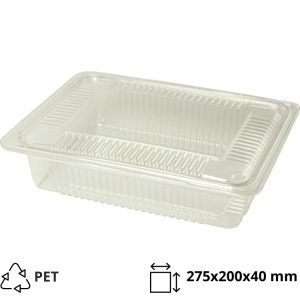 Posuda za poklopcem PET 275х200х40 mm prozirna [160 kom/pak]