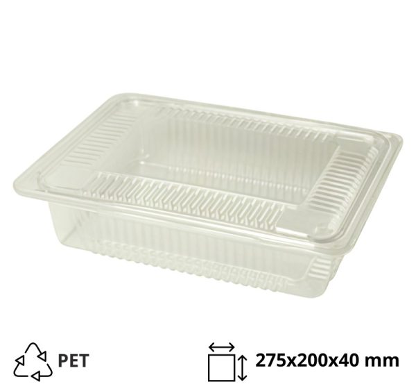 Posuda za poklopcem PET 275х200х40 mm prozirna [160 kom/pak]