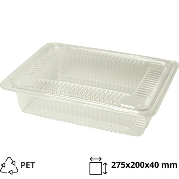 Posuda za poklopcem PET 275х200х40 mm prozirna [160 kom/pak]