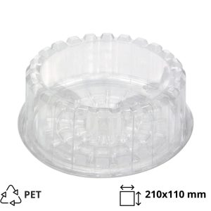 Posuda za torto za poklopcem PET d=210 mm h=110 mm (dno), 100 kom/pak, (komplet)