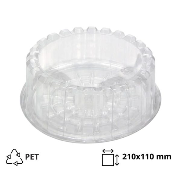 Posuda za torto za poklopcem PET d=210 mm h=110 mm (dno), 100 kom/pak, (komplet)