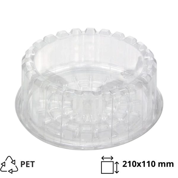 Posuda za torto za poklopcem PET d=210 mm h=110 mm (dno), 100 kom/pak, (komplet)