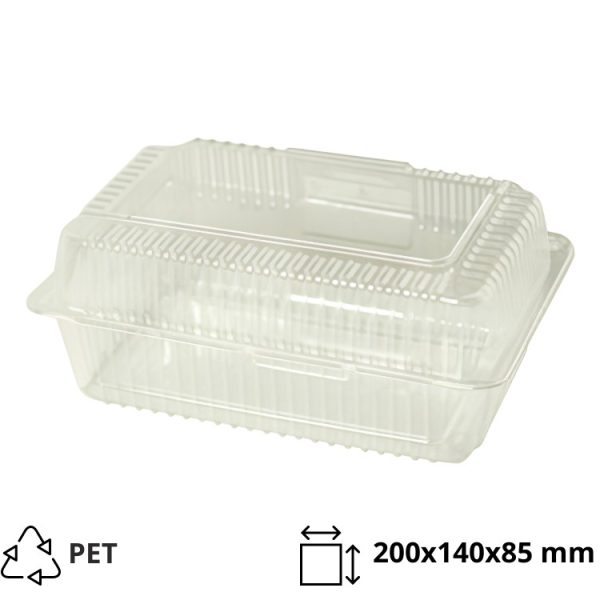 Posuda s poklopcem PET 200x140x85 mm prozirna [500 kom/pak]
