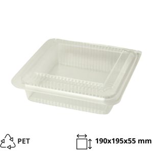 Posuda PET 190х195х55 mm proziran s poklopcem [250 kom/pak]