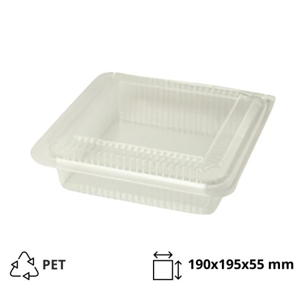 Posuda PET 190х195х55 mm proziran s poklopcem [250 kom/pak]