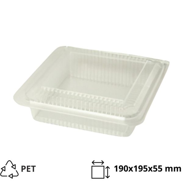 Posuda PET 190х195х55 mm proziran s poklopcem [250 kom/pak]