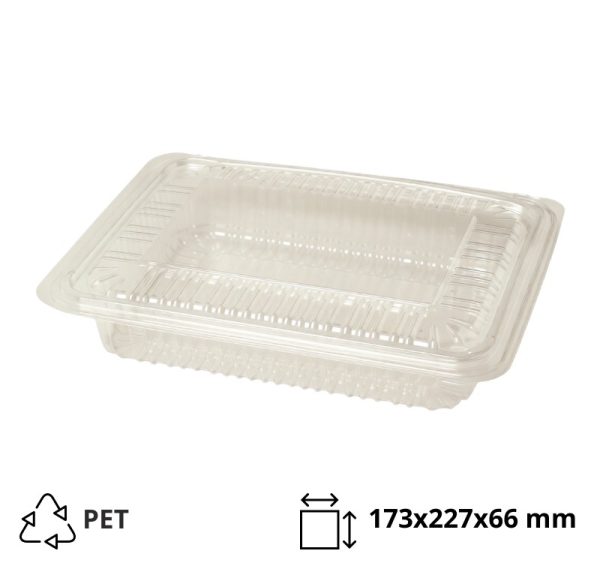 Posuda PET 173х227х66 mm proziran s poklopcem [400 kom/pak]