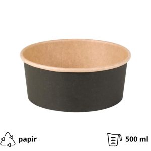 Papirnata posuda 500 ml d=150 mm crna/kraft 45 kom
