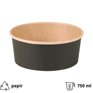 Papirnata posuda 750 ml d=150 mm crna/kraft 45 kos