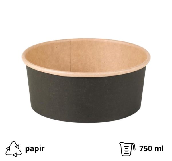 Papirnata posuda 750 ml d=150 mm crna/kraft 45 kos