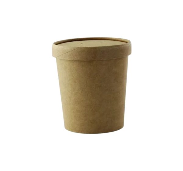 Posuda papirnata 490 ml kraft s papirnatim poklopcem 25 kom