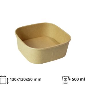 Papirnata posuda 500 ml 130х130х50 mm, kraft, bez poklopca 50 kom