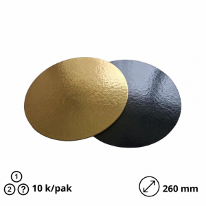 Podmetač krug za torte karton d=260 mm h=3 mm crna/zlatni [10 kom/pak]