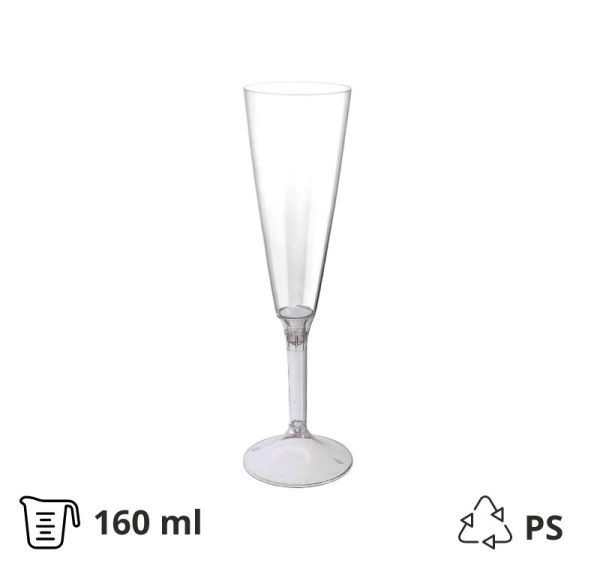 Čaša za šampanjac PS 160 ml sa prozirnom drškom 20 kom/pak