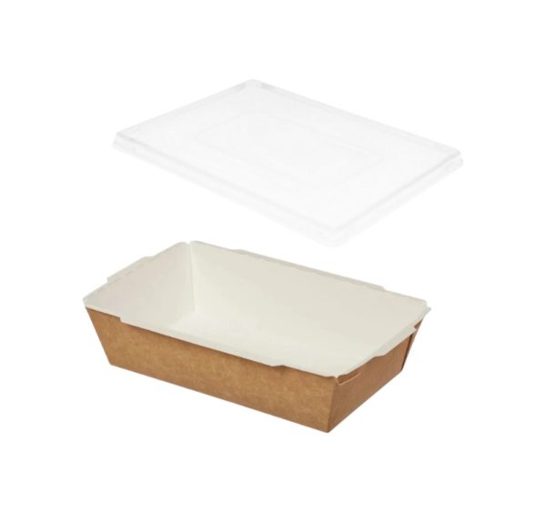 Papirnata posuda 750 ml 150х100х45 mm kraft s pokrovom50 kom (komplet)