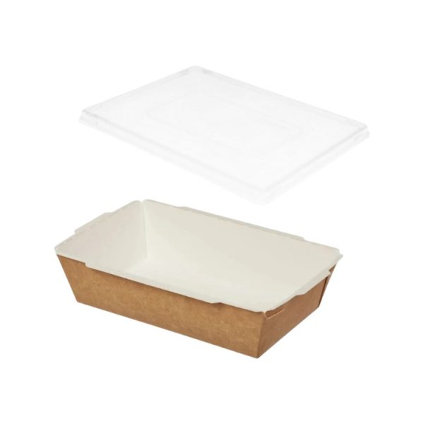 Papirnata posuda 750 ml 150х100х45 mm kraft s pokrovom50 kom (komplet)
