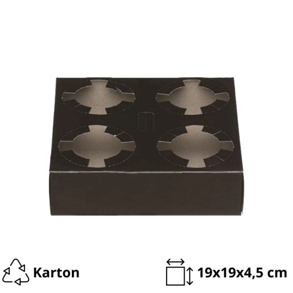 Držač za 4 čaše 19x19x4.5 cm crna 50 kom