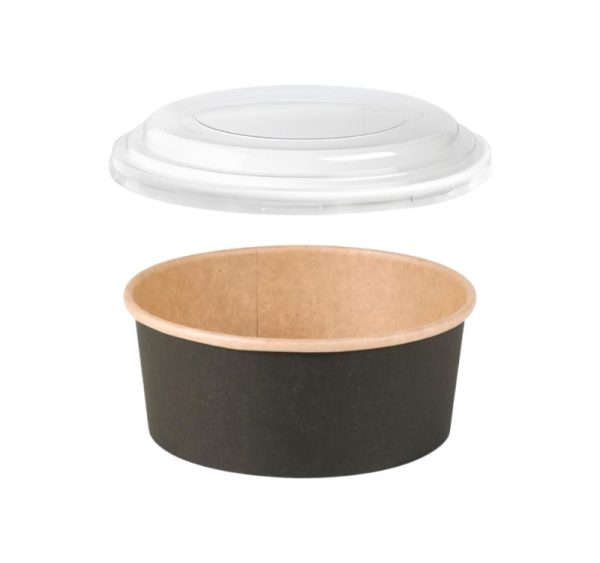 Papirnata posuda za poklopcem 500 ml d=150 mm crna/kraft 45 kom (komplet)