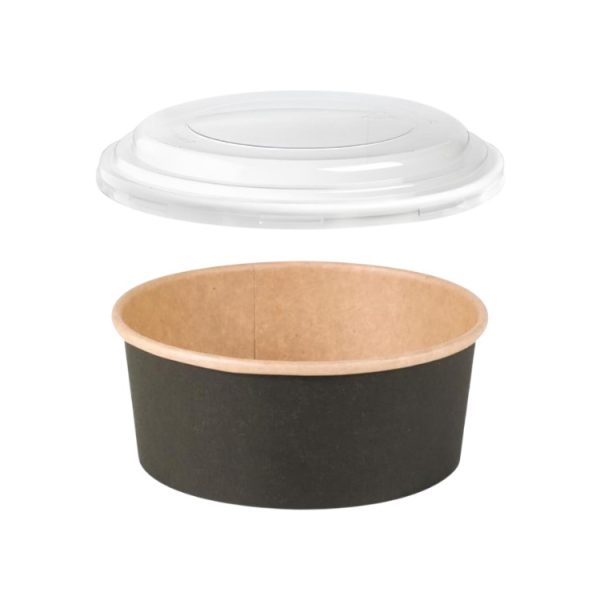 Papirnata posuda za poklopcem 500 ml d=150 mm crna/kraft 45 kom (komplet)