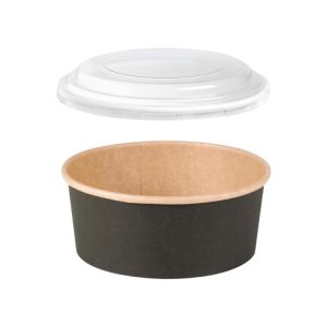 Papirnata posuda za PP poklopcem 750 ml d=150 mm crna/kraft 45 kos (komplet)