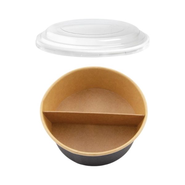 Papirnata posuda za poklopcem i separatorom 750 ml d=150 mm crna/kraft 45 kos (komplet)