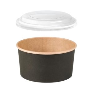 Papirnata posuda za PP poklopcem 1000 ml d=150 mm crna/kraft 45 kos (komplet)