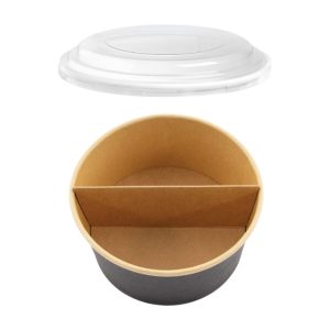 Papirnata posuda za poklopcem i separatorom 1000 ml d=150 mm crna/kraft 45 kos (komplet)