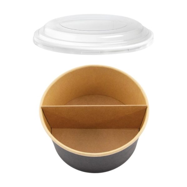 Papirnata posuda za poklopcem i separatorom 1000 ml d=150 mm crna/kraft 45 kos (komplet)
