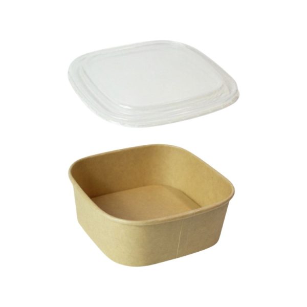 Papirnata posuda za PET poklopcem 500 ml 130х130х50 mm, kraft, 50 kom (komplet)
