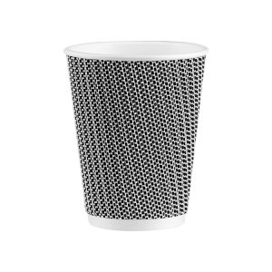 Čaša papirnata 240 ml d=80 mm ripple crna/bijela SUP, 25 kom