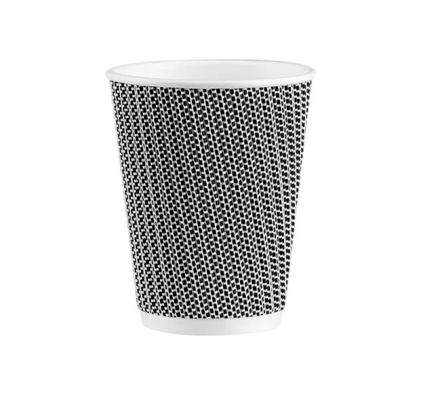 Čaša papirnata 240 ml d=80 mm ripple crna/bijela SUP, 25 kom
