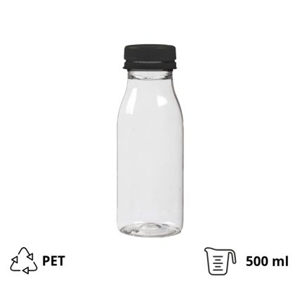 Boca PET 0,5 l d=38 mm s crnim poklopcem [140 kom/pak]
