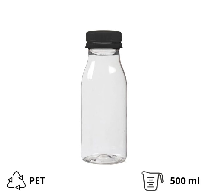 Boca PET 0,5 l d=38 mm s crnim poklopcem [140 kom/pak]