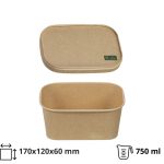 Papirnata posuda za poklopcem 750 ml 170х120х60mm, kraft, 50 kom (komplet)