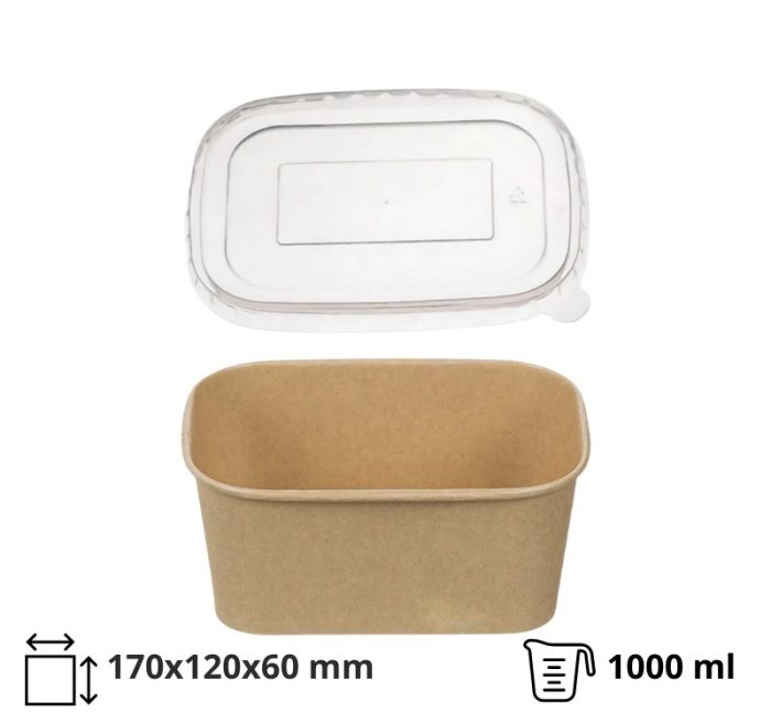 Papirnata posuda 750 ml 170х120х60mm, kraft, za poklopcem 50 kom