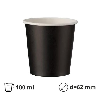 Čaša papirnata 100 (120)  ml d=62 mm 1-slojna crna SUP 50 kom