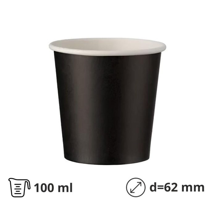 Čaša papirnata 100 (120) ml d=62 mm 1-slojna crna SUP 50 kom