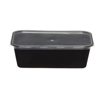 Posuda s poklopcem PP 750 ml 175x125x60mm crna [50 kom/pak]